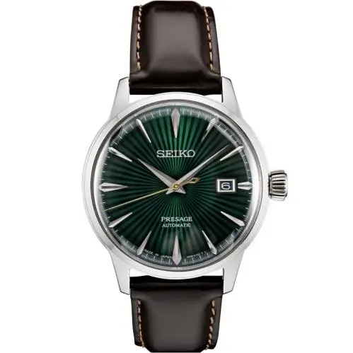 Seiko Presage Cocktail Time 40.5mm Green Dial Leather Band Watch SRPD37