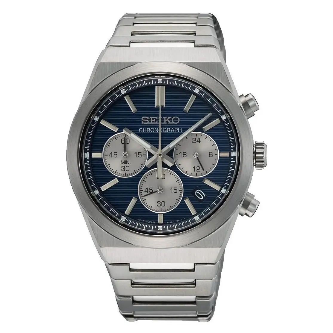 Seiko Essential Chronograph Men Watch Stainless Steel Blue Dial SSB453