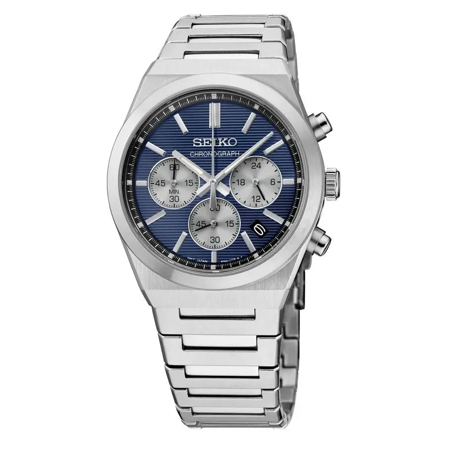 Essentials SSB453 40mm Blue Dial Sapphire Japan Quartz Chrono Men Watch by Seiko