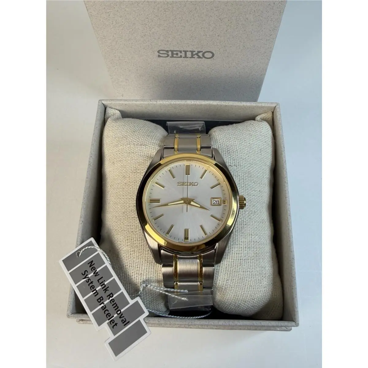 Seiko White Dial Two Tone Men`s Watch SUR312P1