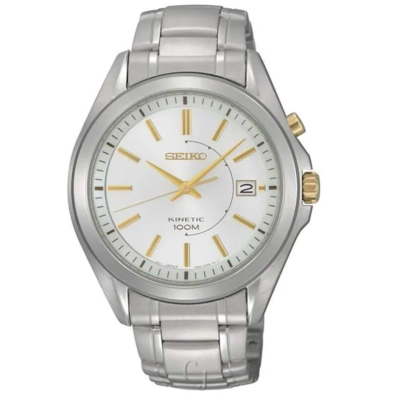Seiko Kinetic Silver Dial Men’s Watch SKA525 - Dial: Silver, Band: Silver, Bezel: Silver