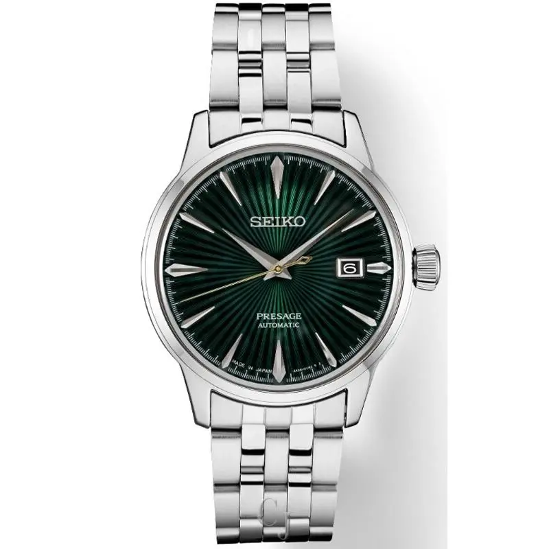 Seiko Presage Cocktail Time Automatic Green Dial Men’s Watch SRPE15 - Dial: Green, Band: Silver, Bezel: Silver