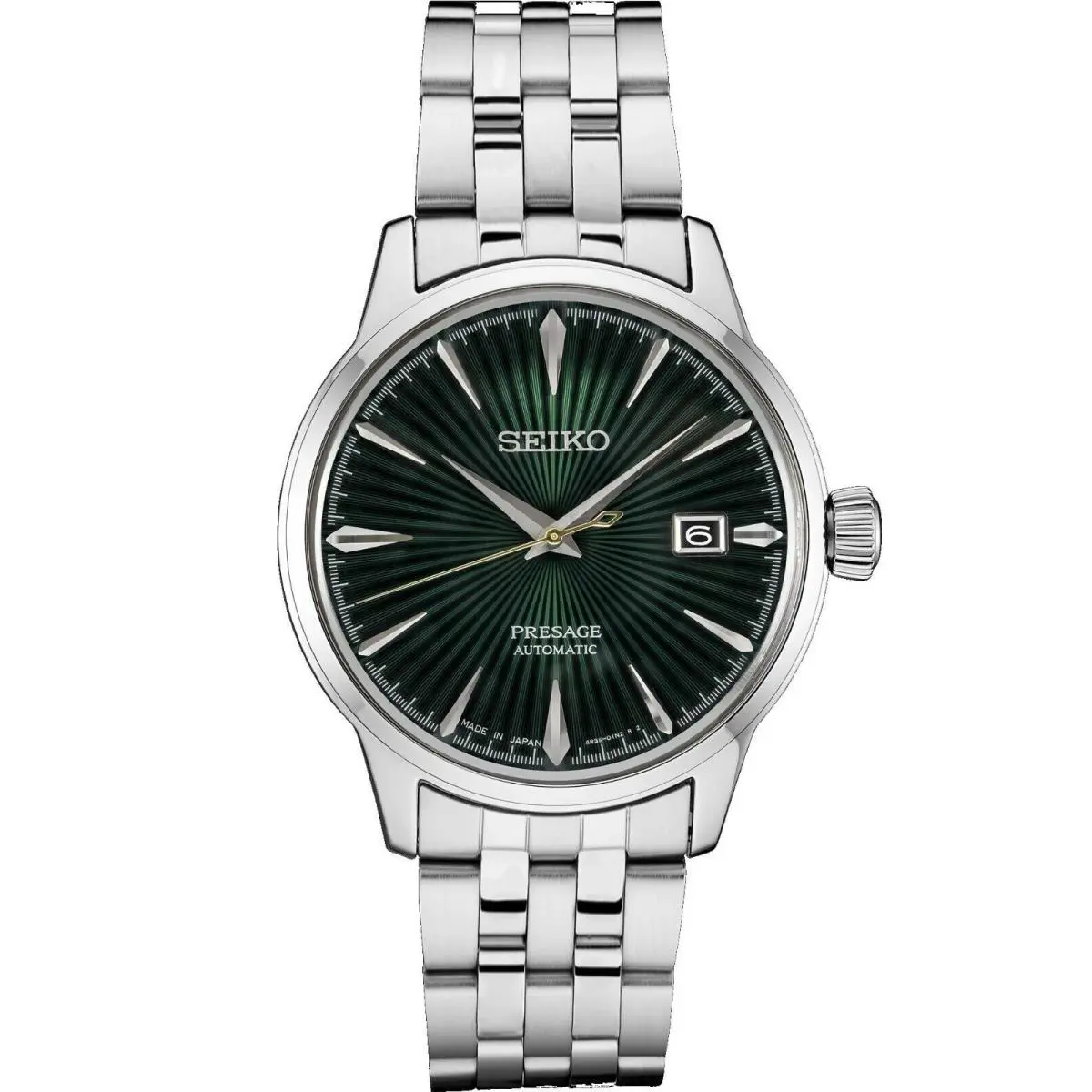 Seiko Presage Cocktail Time Green Dial Stainless Men`s Watch SRPE15 - Dial: Green, Band: Silver, Bezel: Silver