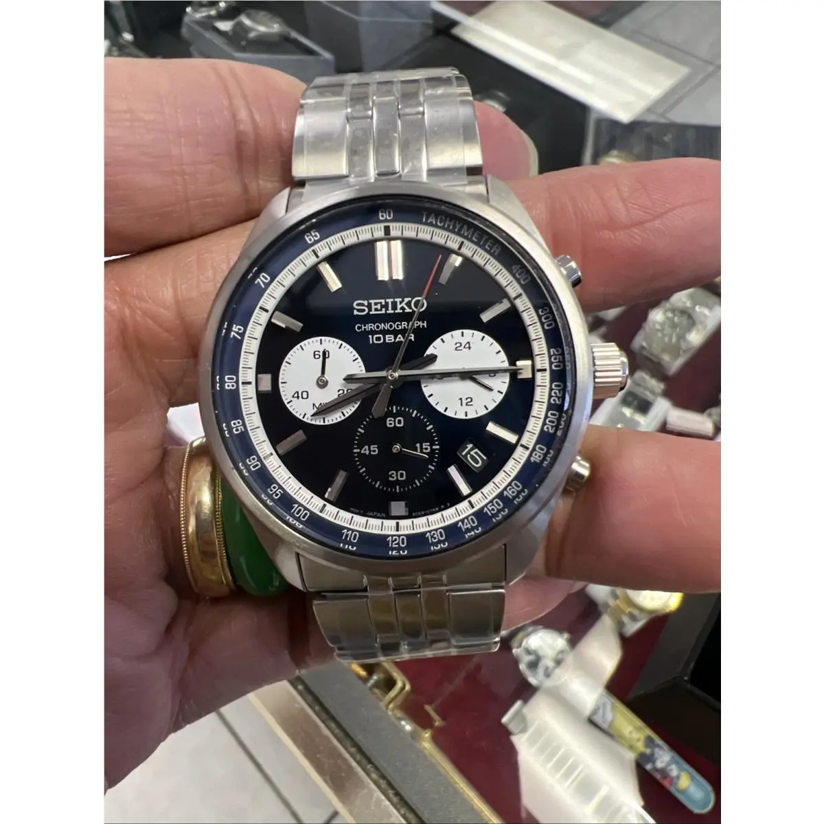 Seiko SSB427P1 Chronograph Blue Dial Stainless Steel Bracelet Men`s