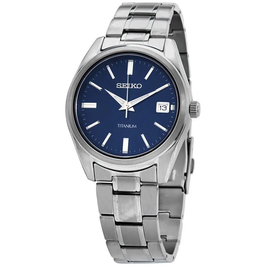 Seiko Men`s Essentials Blue Dial Titanium Quartz Watch - SUR373P1