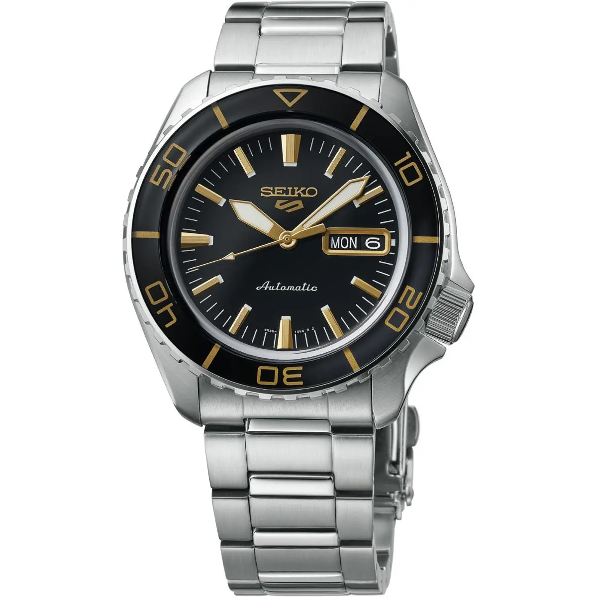 5 Automatic Black Dial Steel Bracelet Men`s Watch SRPK99 Made In Japan by Seiko