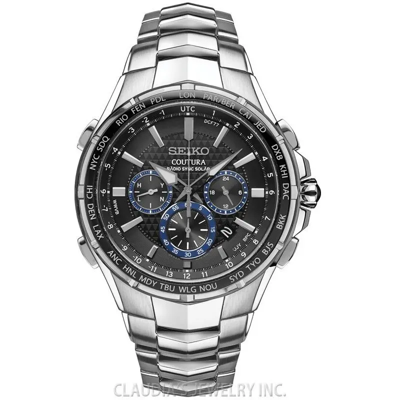 Coutura Radio Sync Solar Chronograph Black Dial Men’s Watch SSG009 by Seiko