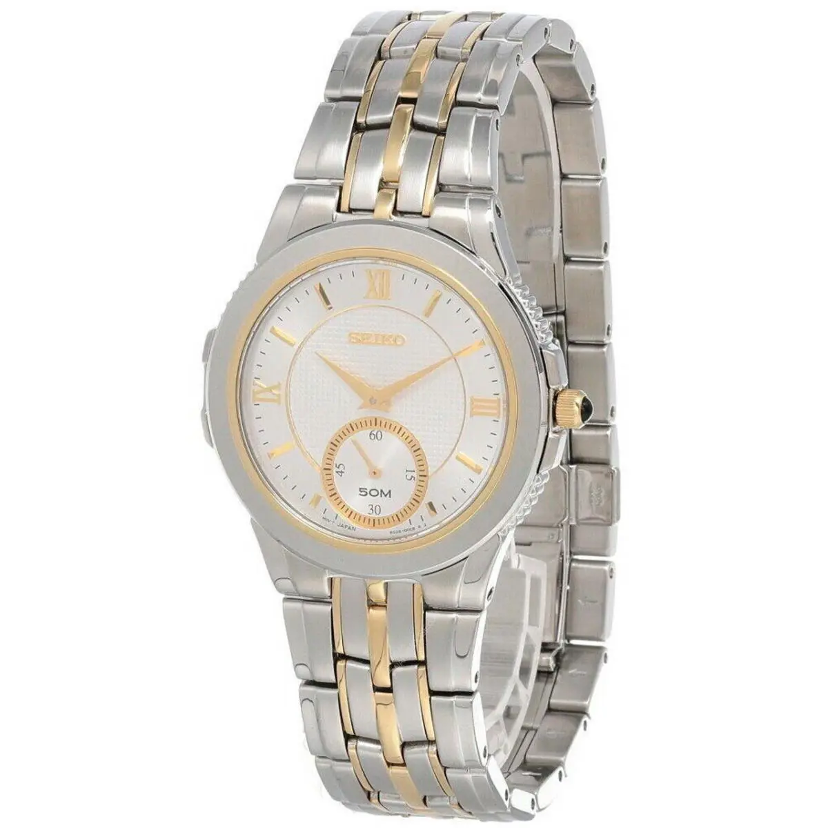 Seiko Le Grand Sport Silver Dial 2-Tone Men`s Watch SRK010 - Dial: Silver, Band: Gold, Silver, Bezel: Gold, Silver
