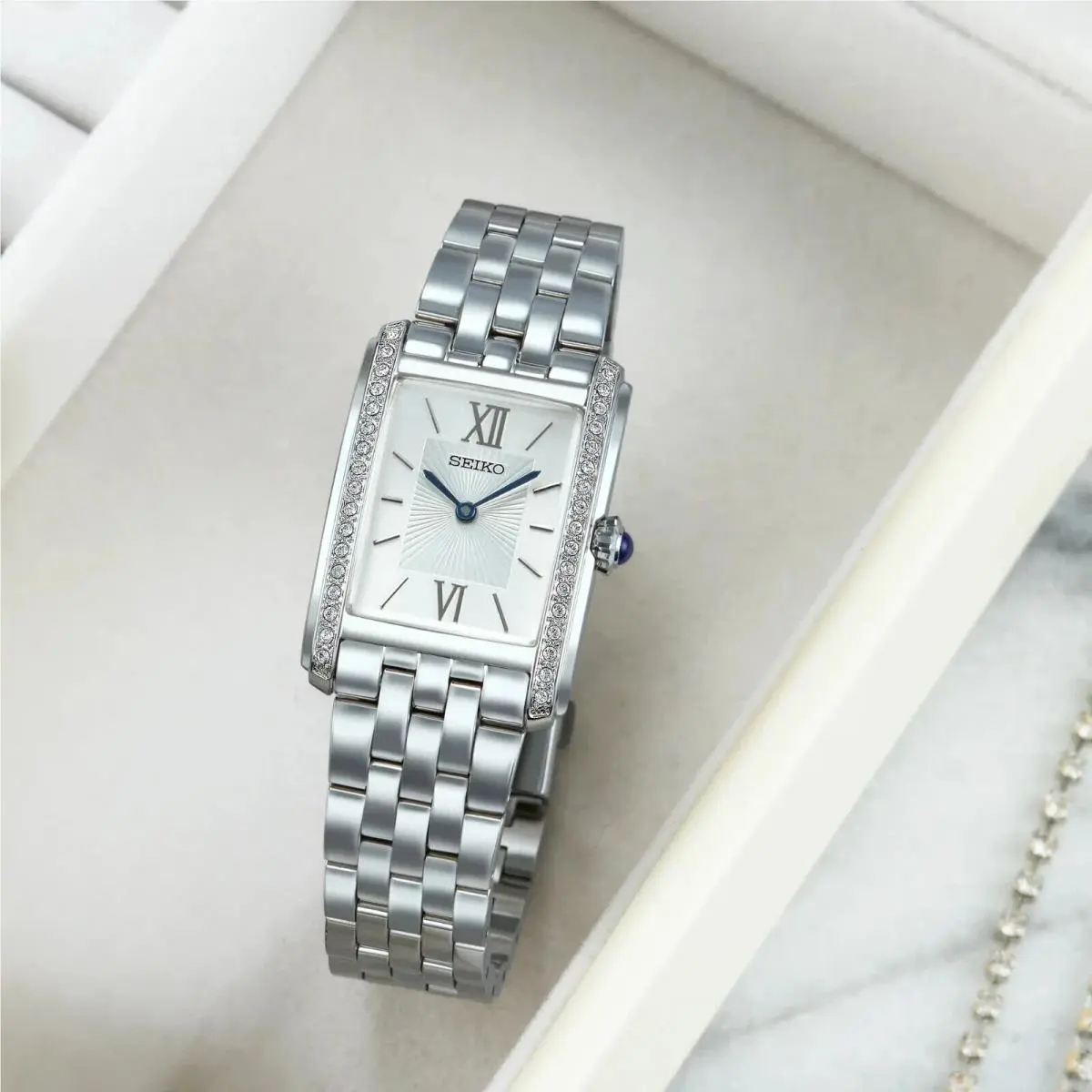 Seiko Essential Crystals Rectangie Womens Watch SWR091