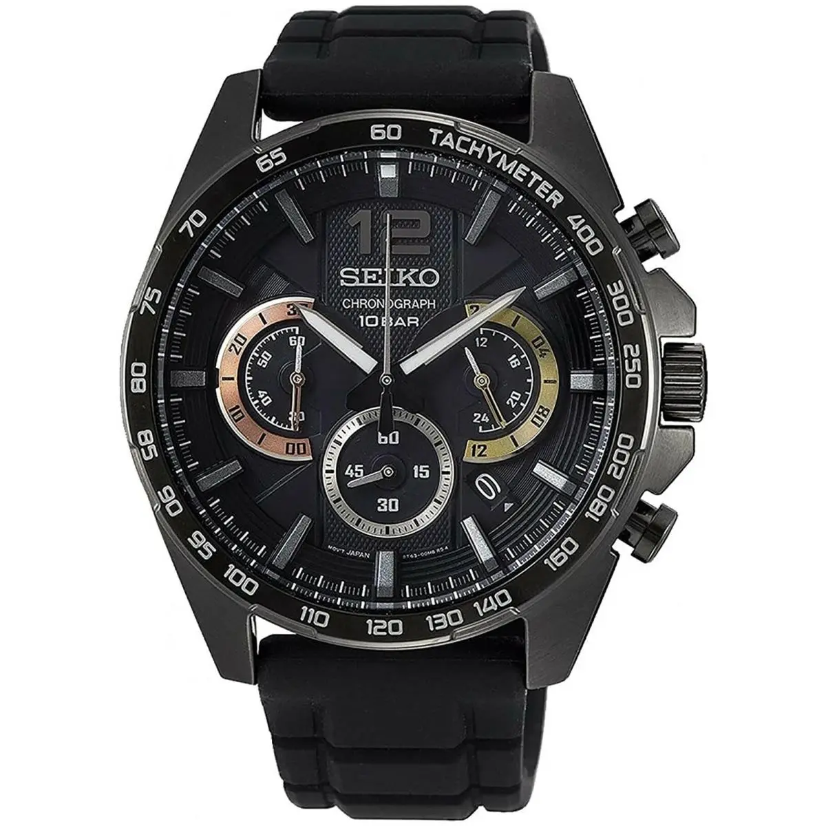 Seiko SSB349P1 SSB349 44mm Men Chronograph Stainless Silicone Date 100m WR