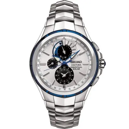 Seiko Men`s Coutura Perpetual Chronograph 44mm Silver Dial Watch SSC787