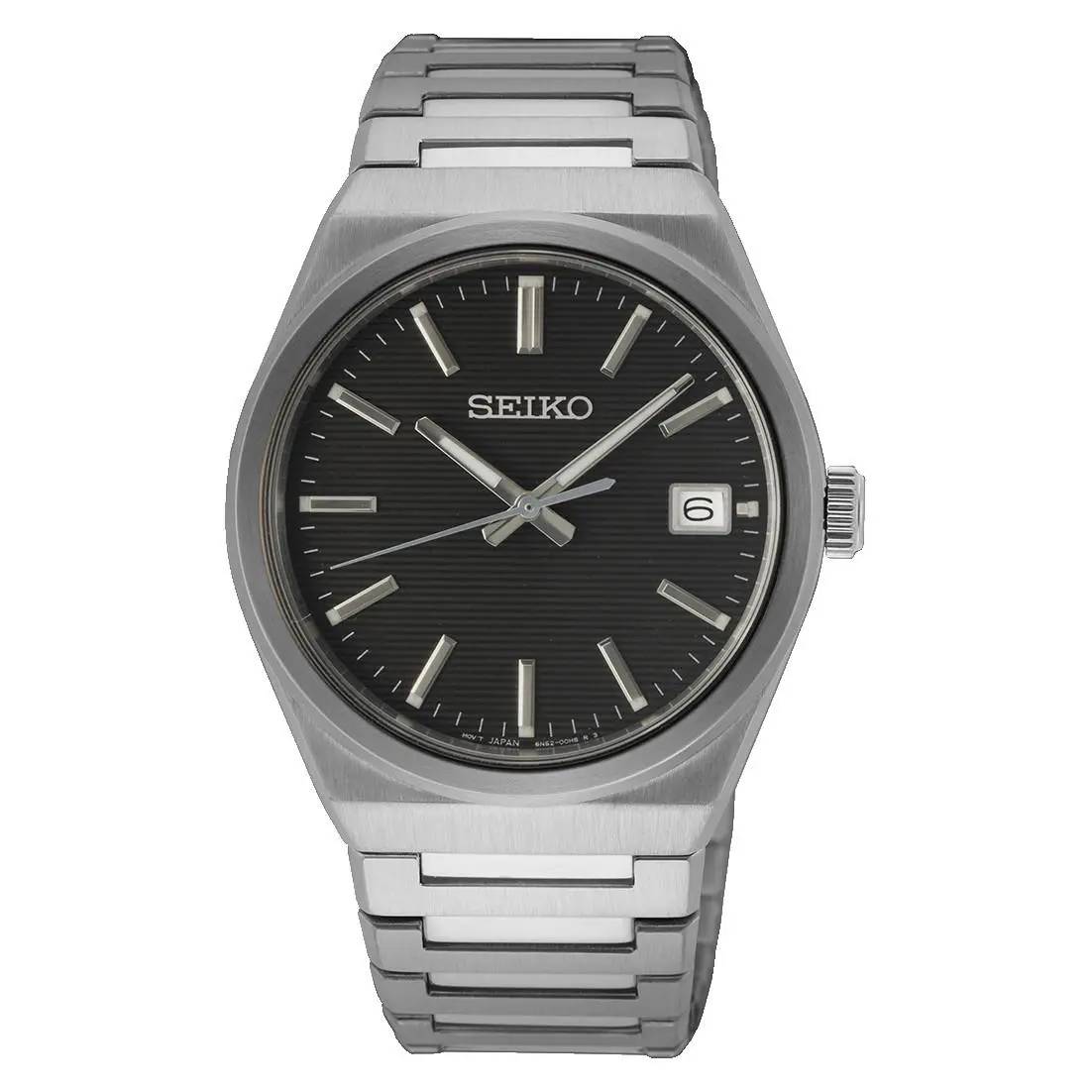 Seiko Classic Quartz Stainless Steel Black Dial Men`s Watch SUR557
