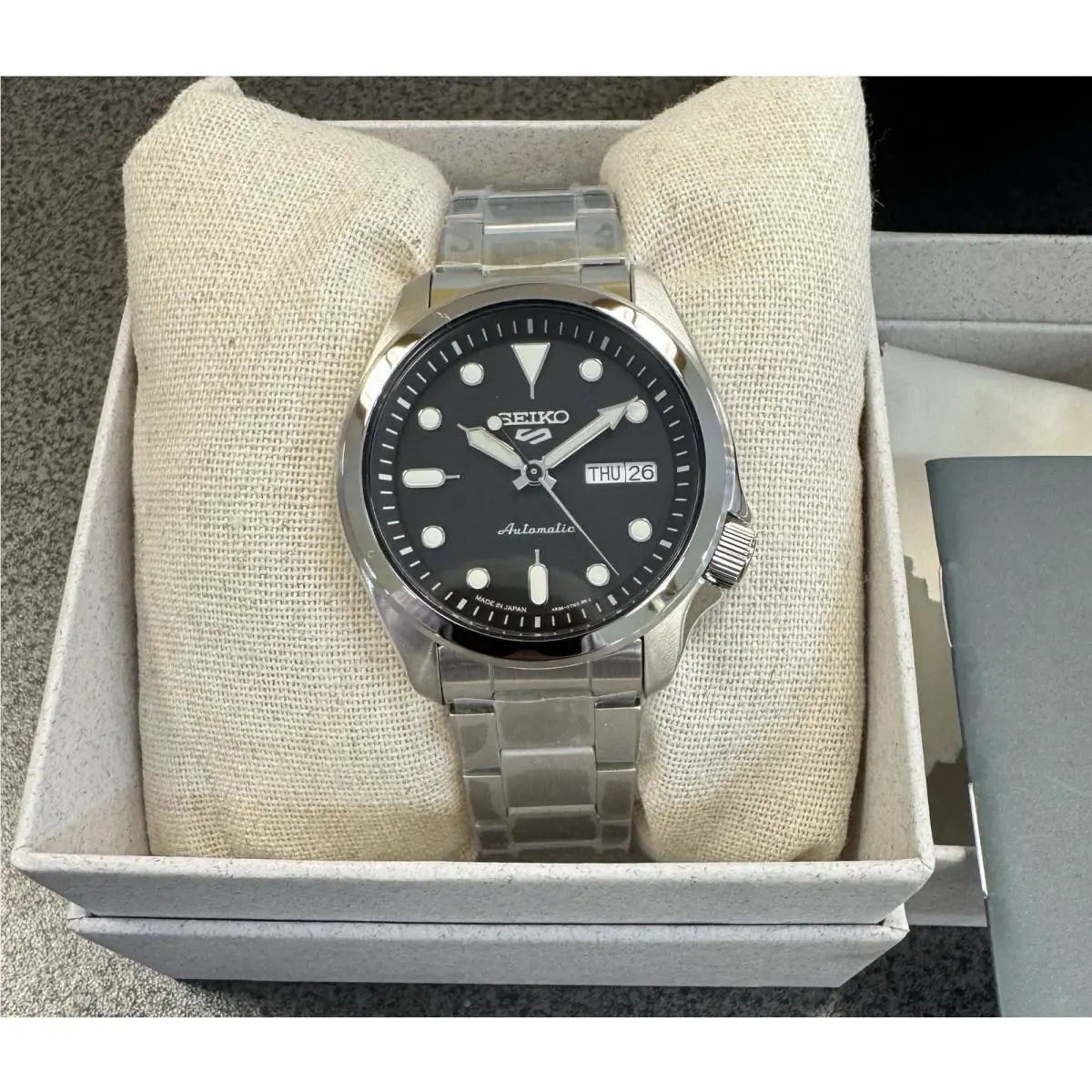 Seiko 5 Sports Men`s Steel Band Automatic Watch Day-date SRPE55 Made In Japan