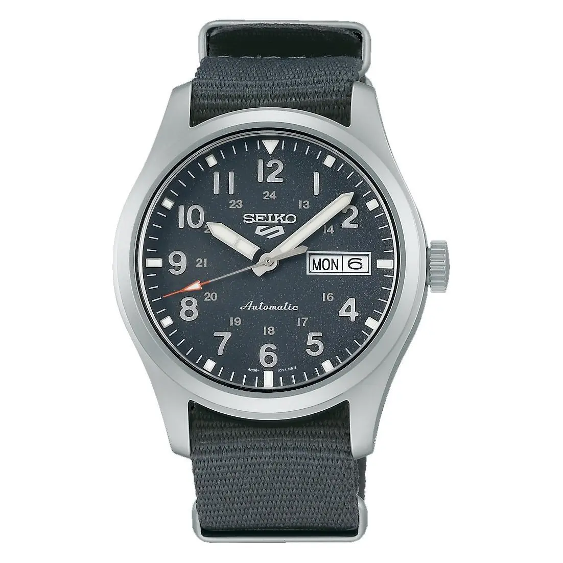 Seiko 5 Sports SRPG31 Men`s Military Fabric Band Black Field Dial Automatic