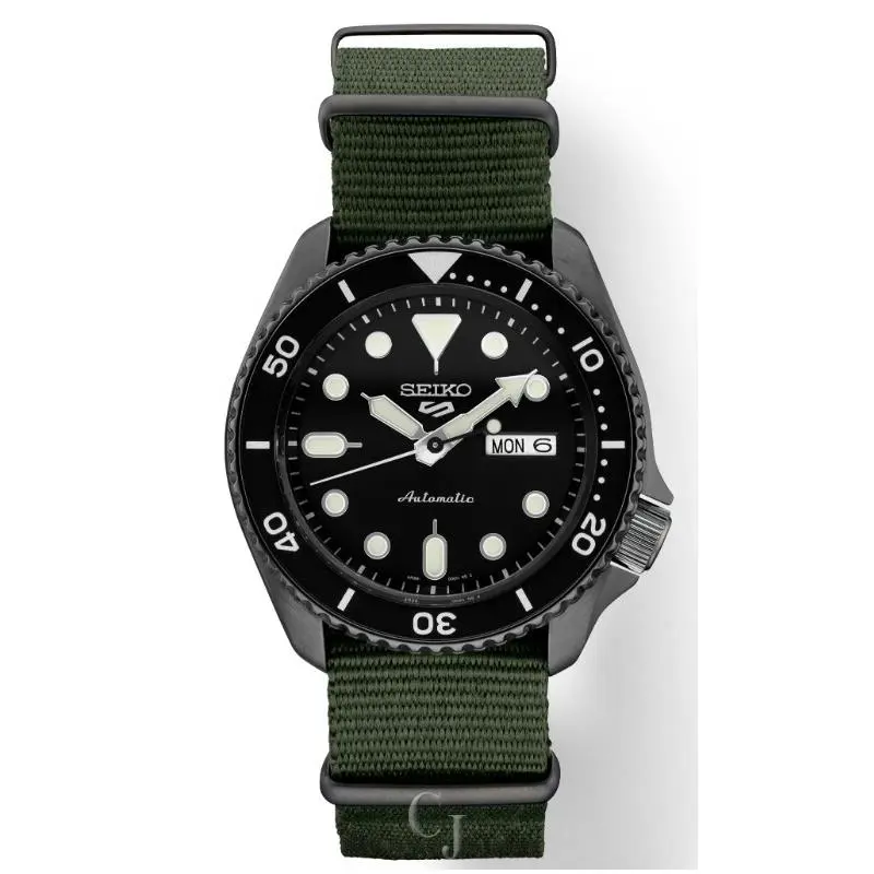 5 Sports Automatic Black Dial Green Nylon Strap Men’s Watch SRPD91 by Seiko