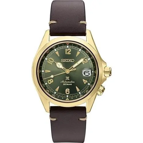 Seiko SPB210 Prospex Men`s Green Dial 39.5mm Brown Leather Strap Watch