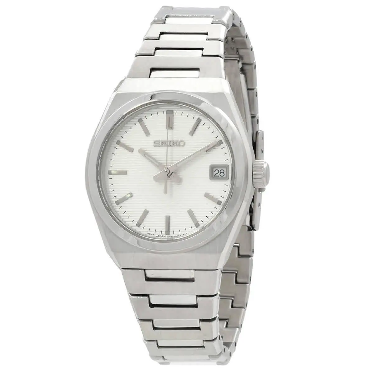Seiko Classic Quartz White Dial Ladies Watch SUR573P1 - White, Dial: White, Band: Silver-tone