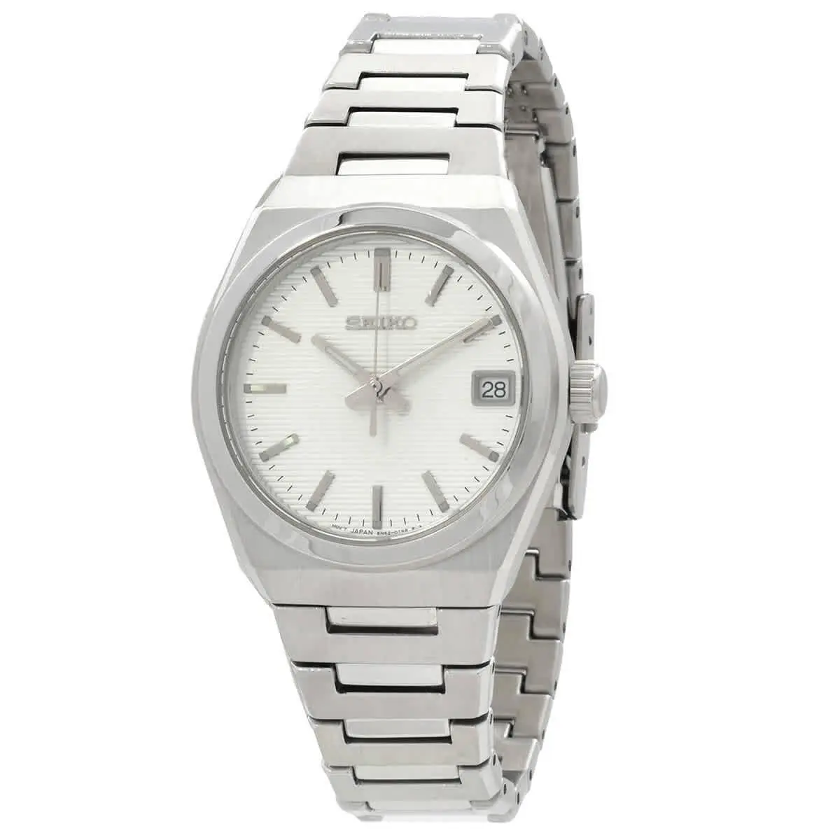Seiko Classic Quartz White Dial Ladies Watch SUR573P1 - White, Dial: White, Band: Silver-tone