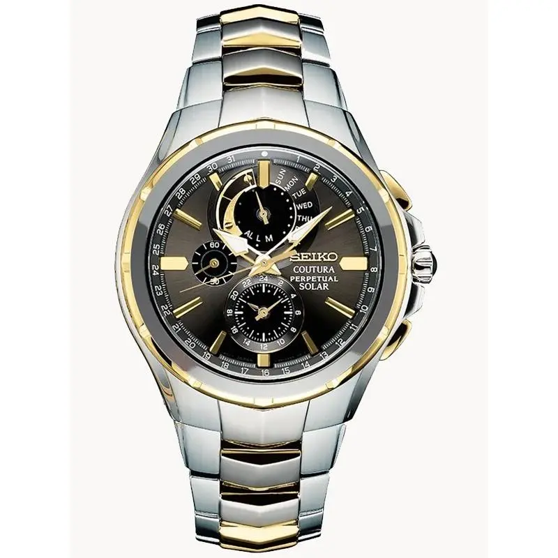 Coutura Black Dial Solar Perpetual Chronograph Men’s Watch SSC376 by Seiko