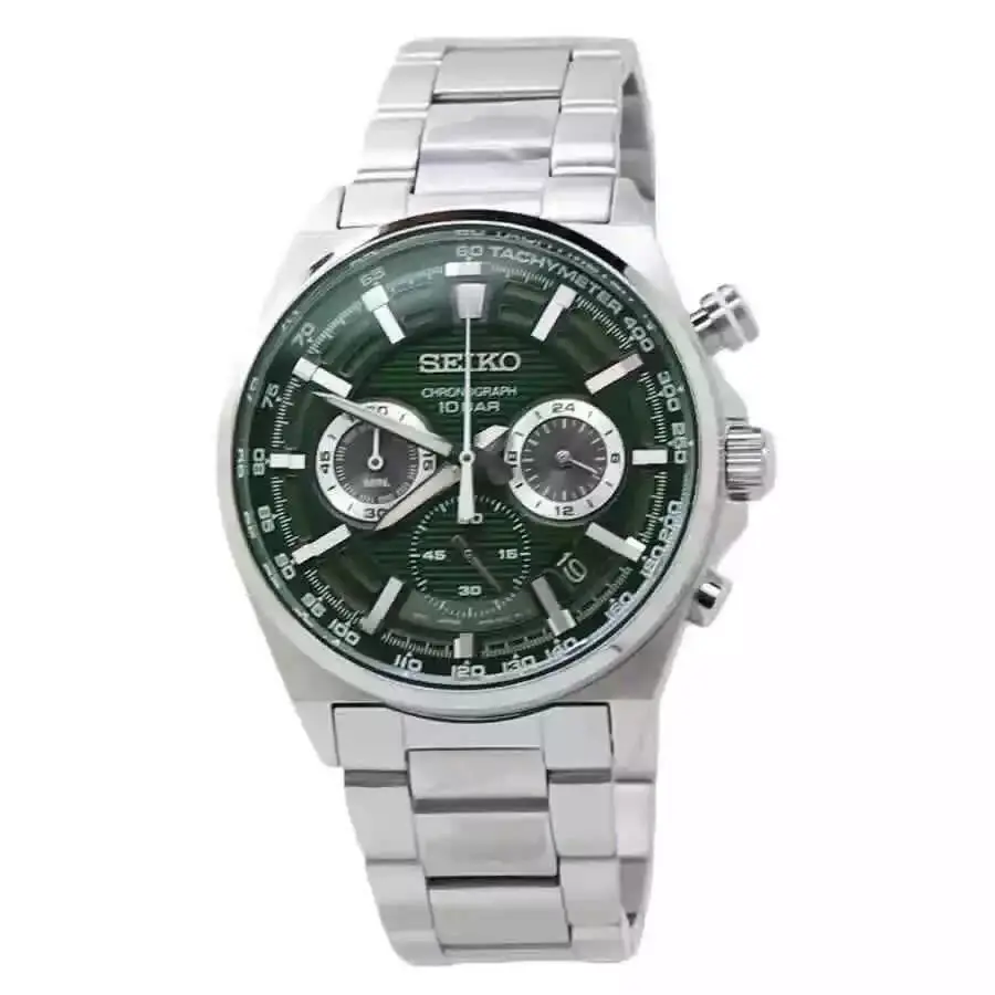 Men`s Chronograph Quartz Green Dial Stainless Steel Watch - SSB405P1 by Seiko