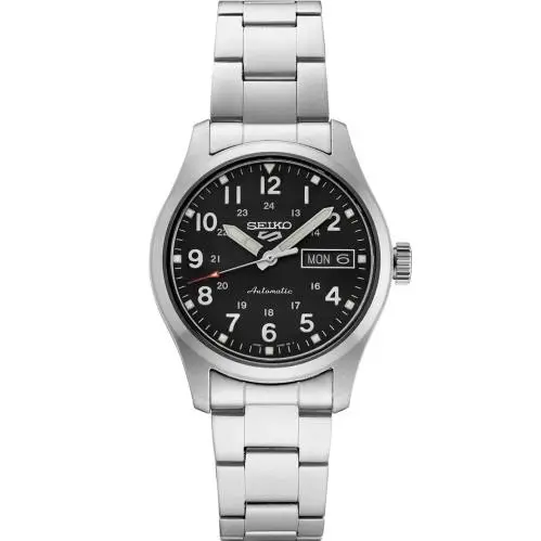 5 Sports 36.4mm Black Diadl Sainless Steel Watch SRPJ81 by Seiko