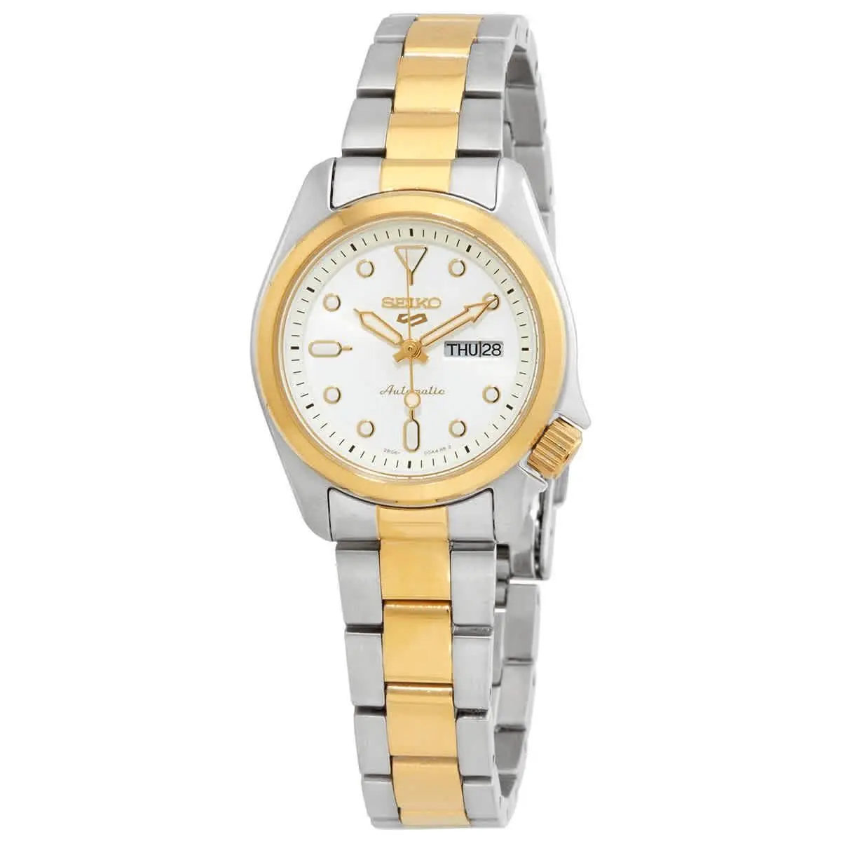 Seiko 5 Sports White Dial Two-tone Ladies Watch SRE004K1 - White, Dial: White, Band: Silver, Gold