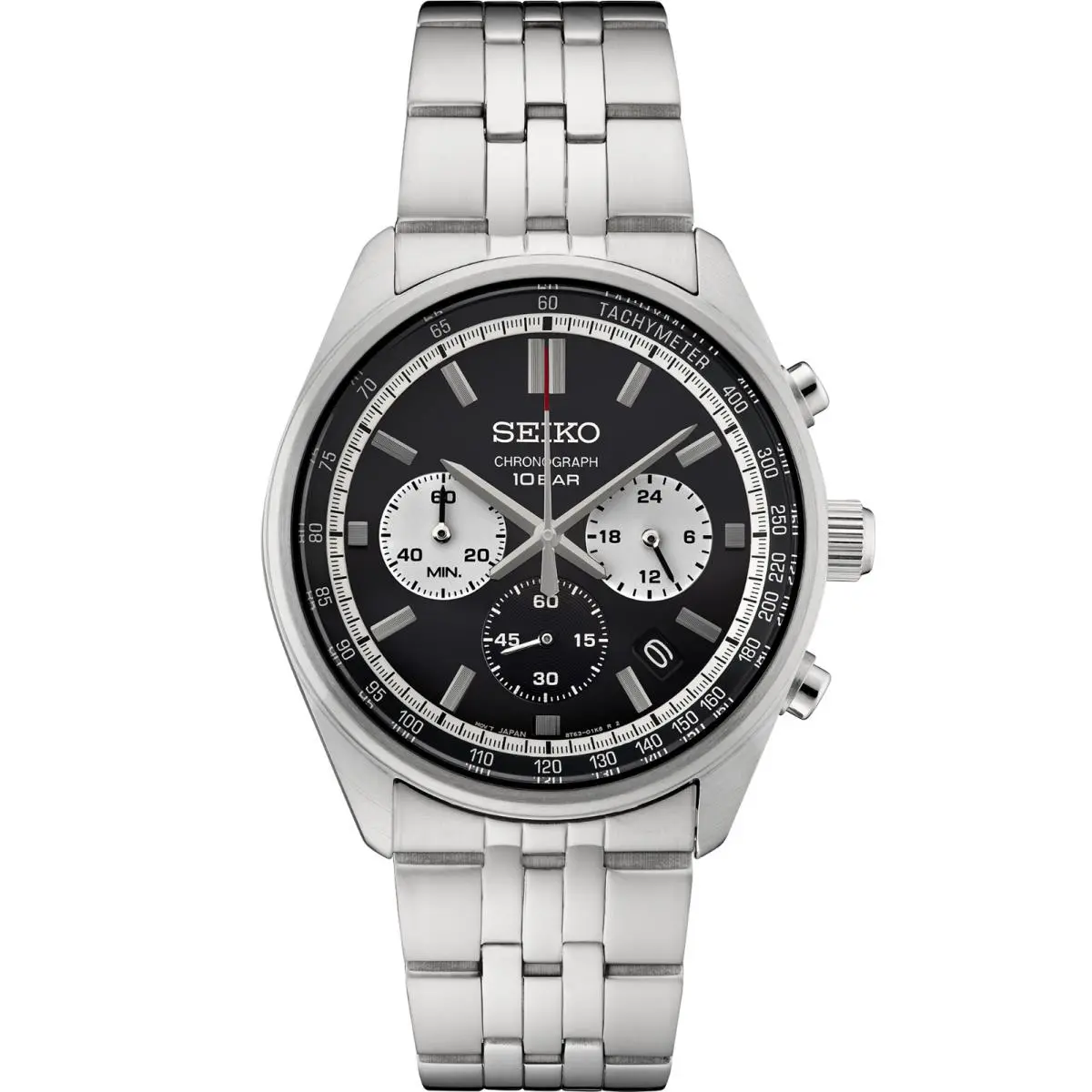 Chronograph Quartz Stainless Steel Black Dial Men`s Watch SSB429 by Seiko