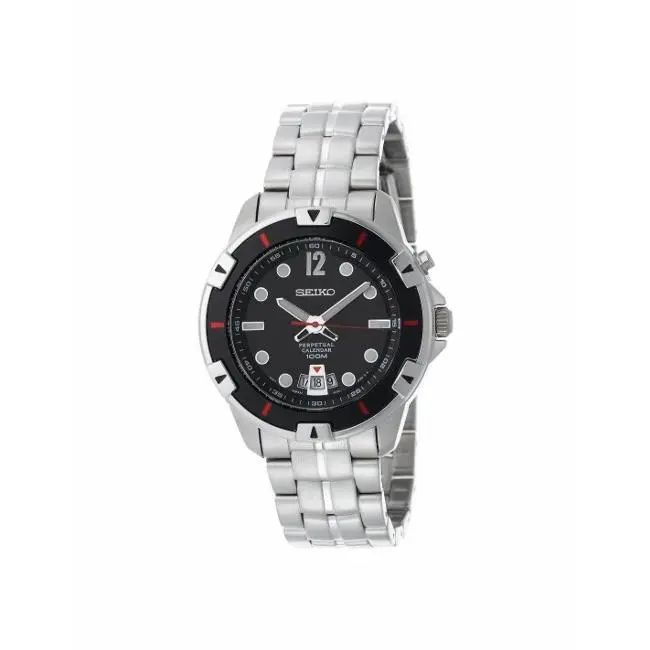 SNQ085 Men`s Perpetual Calendar Black Dial Date Stainless Steel Bracelet by Seiko