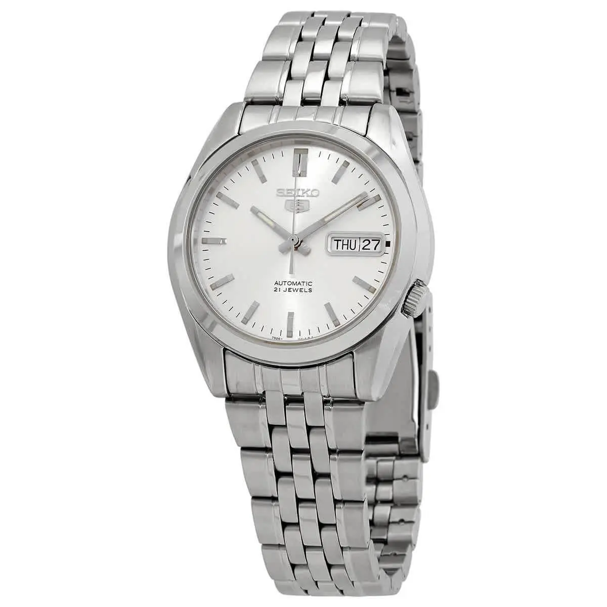Seiko Series 5 Automatic Silver Dial Men`s Watch SNK355K