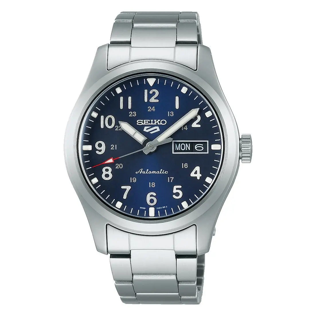 Men`s 5 Sports Automatic Navy Blue Dial Silver Steel Strap Watch SRPG29 by Seiko