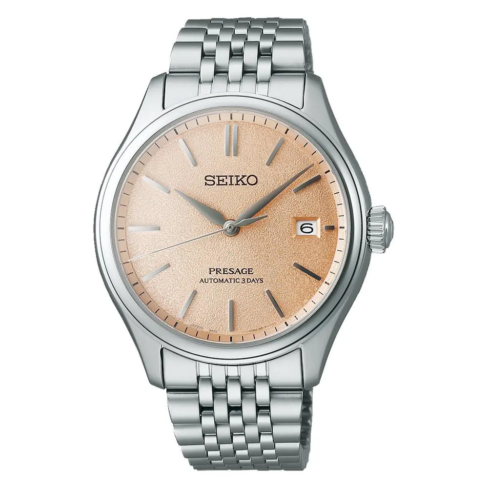 Seiko Presage Classic Series Men`s Watch SPB467 - Dial: Rose Gold, Band: Silver, Bezel: Silver