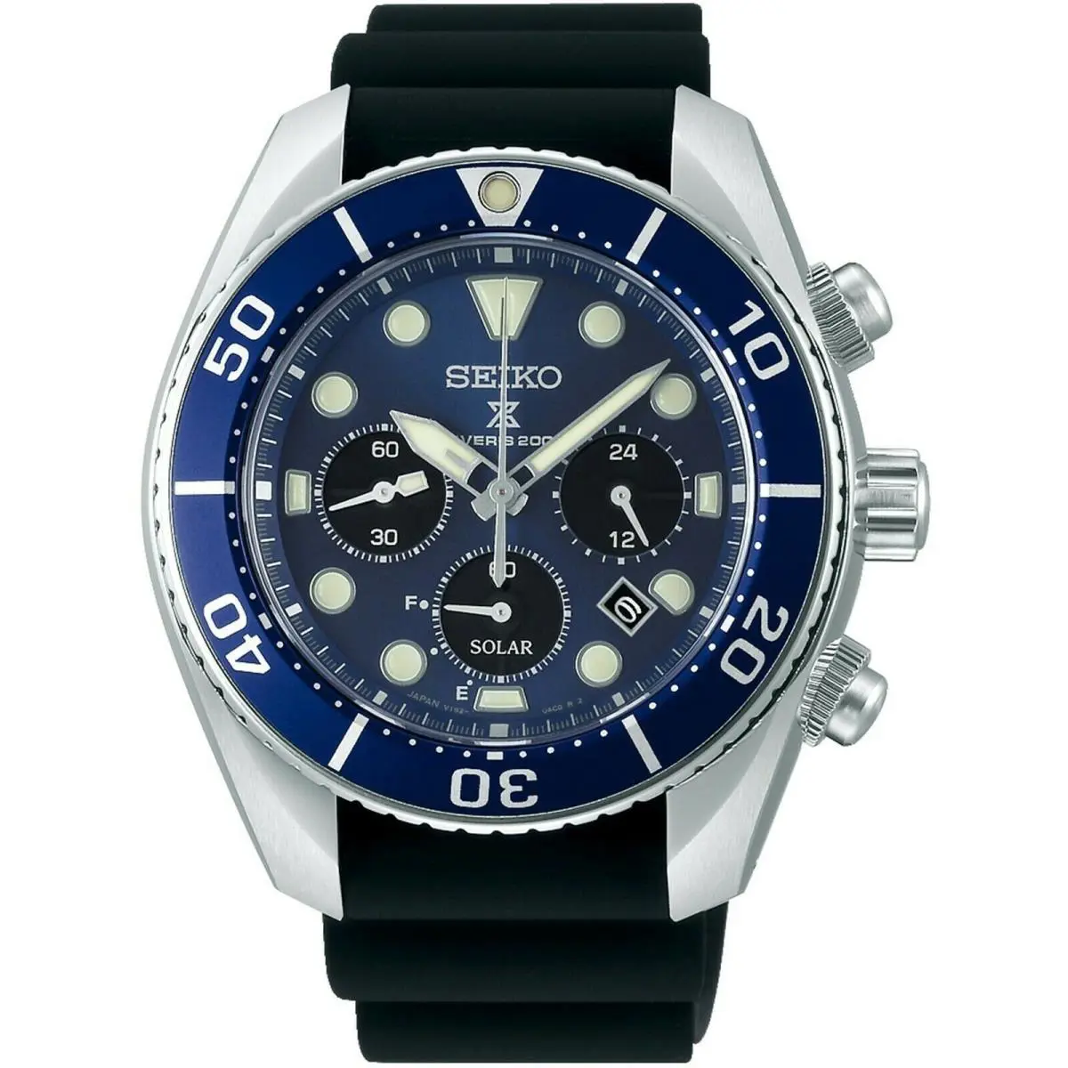 Seiko SSC759J1 Men Solar Chronograph Stainless Sapphire Date 200m WR SSC759 - Band: Blue