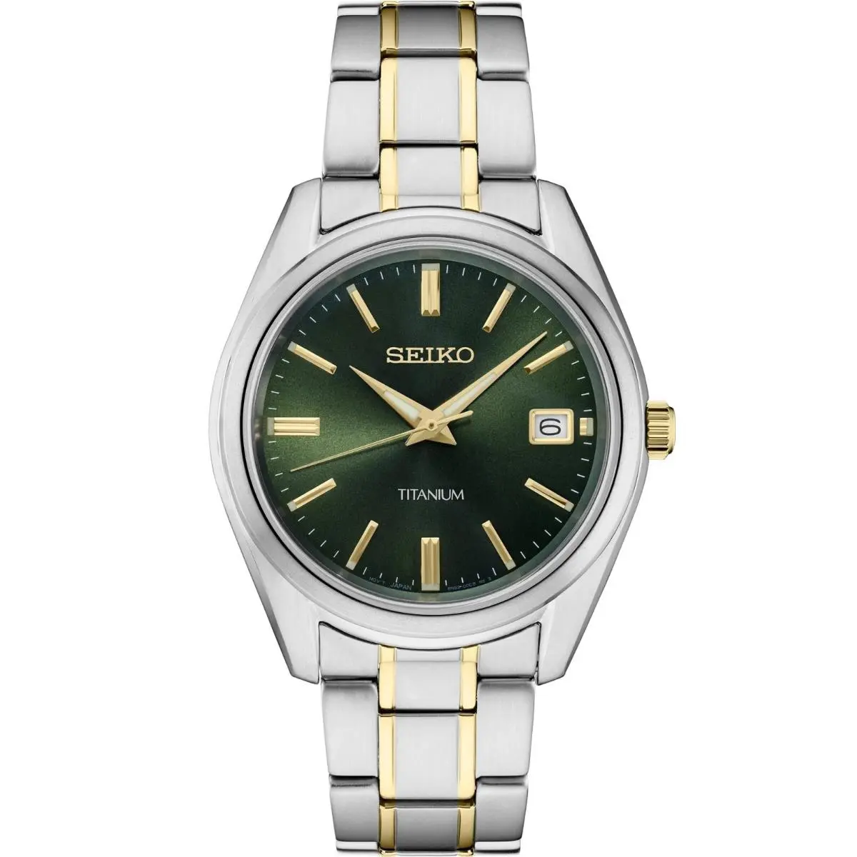 Seiko Men`s Essentials Quartz Green Dial Titanium Watch - SUR377P1