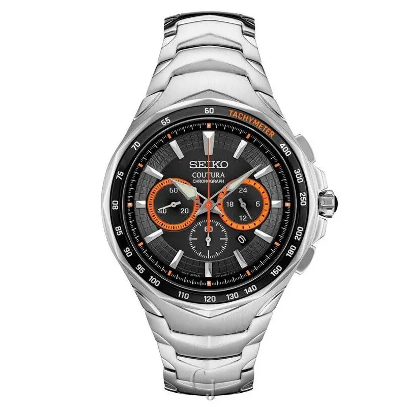 Seiko Coutura Chronograph Gray Dial SRWZ23 - Dial: Gray, Band: Silver, Bezel: Black