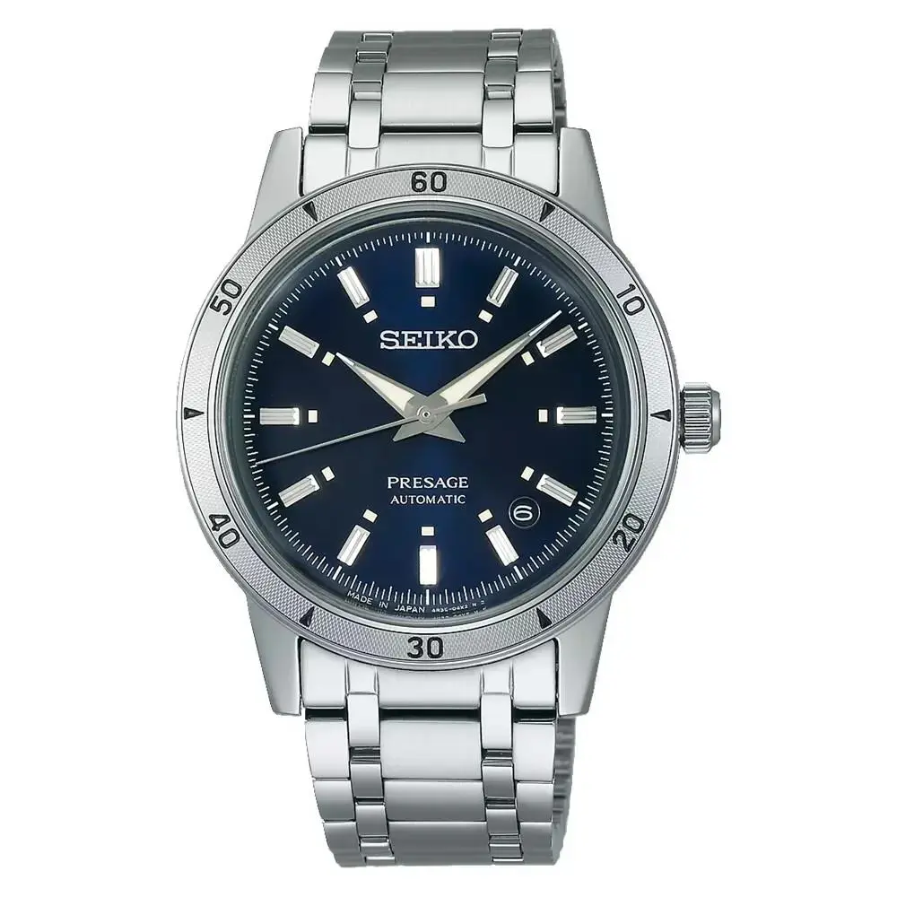 Men`s Presage Auto Blue Dial Stainless Steel Watch SRPL07 by Seiko
