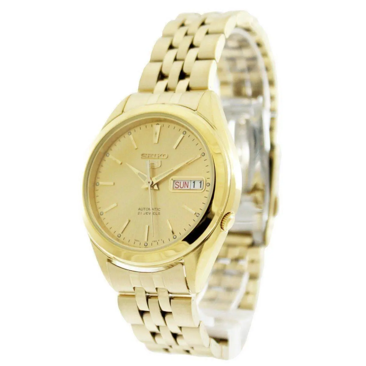 5 Automatic 21 Jewels Gold Tone Dial Stainless Steel SNKL28K1 Mens Watch by Seiko