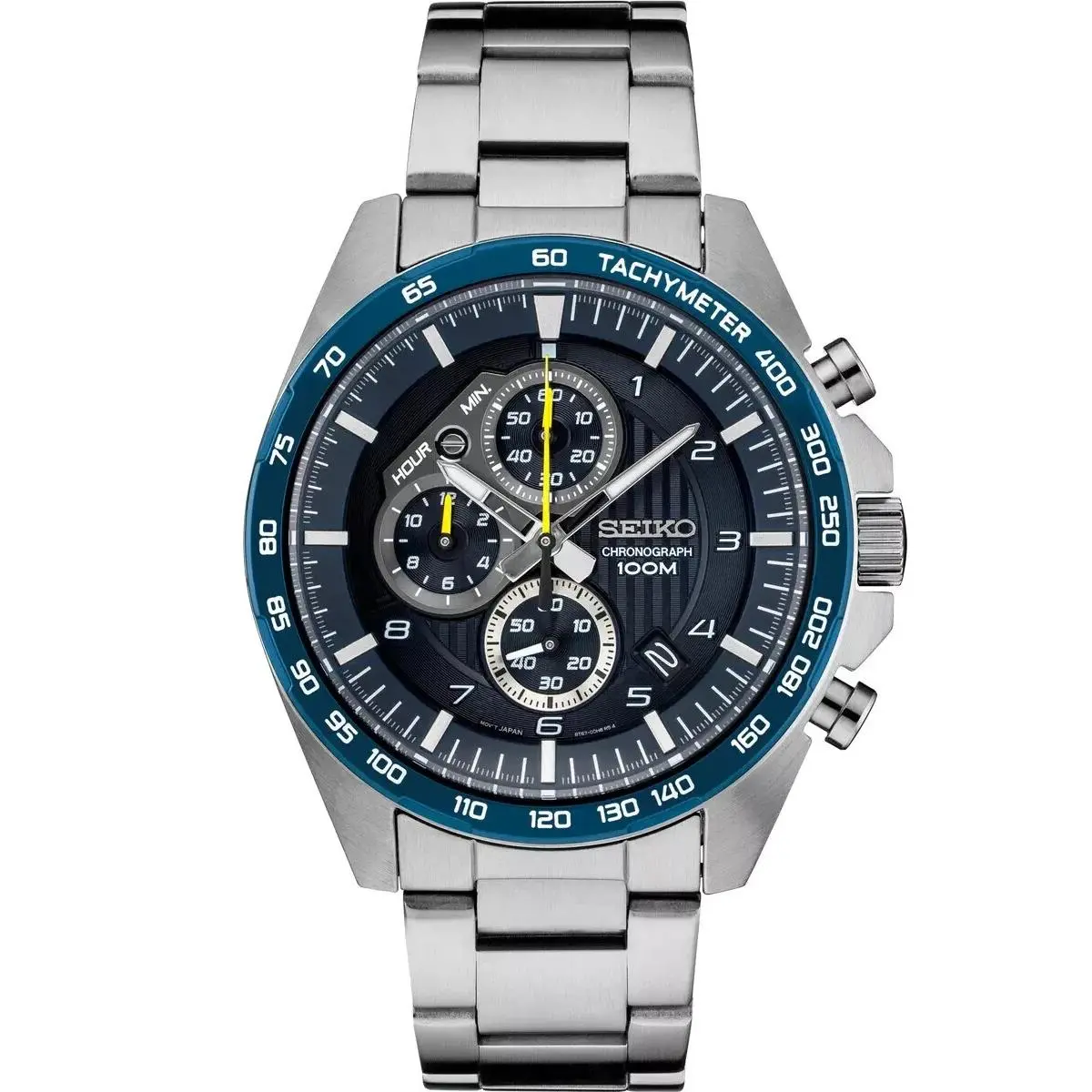 Men`s Blue Dial Silver Tone Stainless Steel Chronograph Watch SSB321 by Seiko