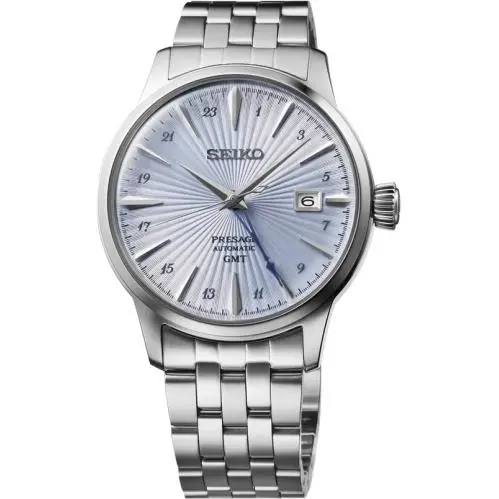 Seiko Presage Cocktail Time Gmt 40.5mm Blue Dial Watch SSK037