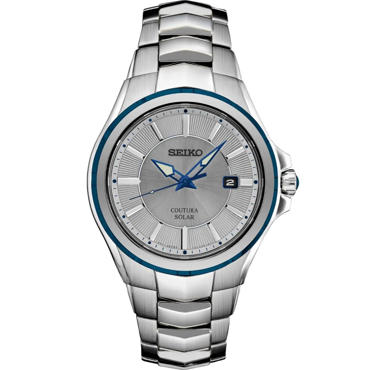 Coutura Blue Accent Stainless Steel Gray Dial Men`s Watch SNE565 by Seiko