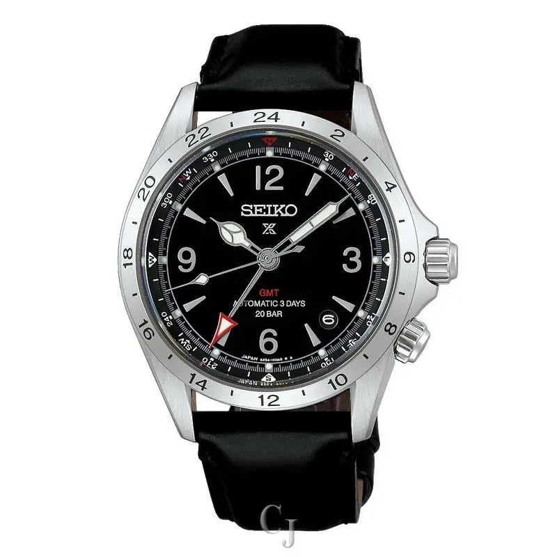 Prospex Land Automatic Gmt Black Dial Brown Leather Strap Watch SPB379 by Seiko