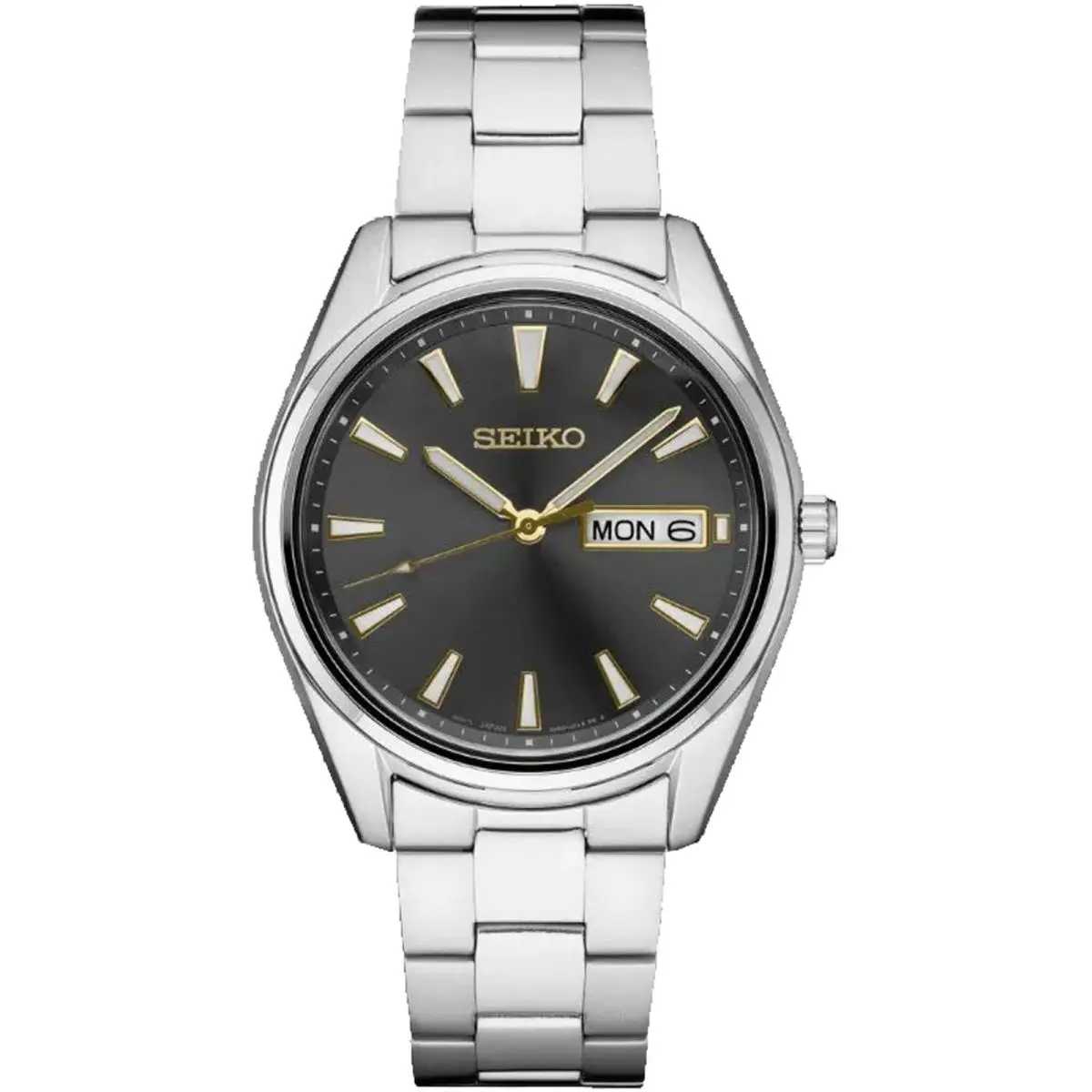 Seiko Men`s Watch Essentials Charcoal Dial Stainless Steel Bracelet SUR343