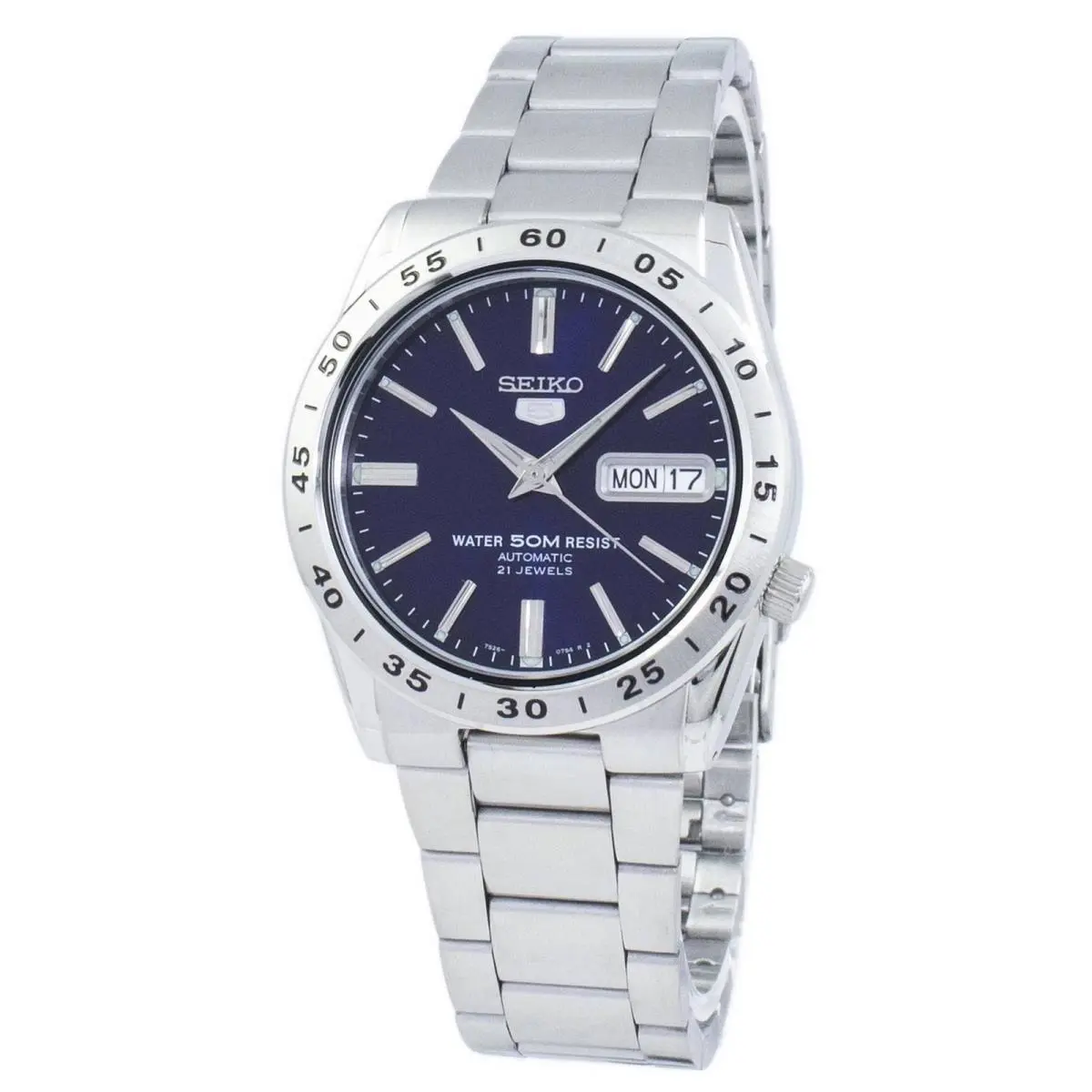 Seiko 5 Automatic Stainless Steel Blue Dial Day/date SNKD99K1 50M Mens Watch - Dial: Blue, Band: Silver, Bezel: Silver