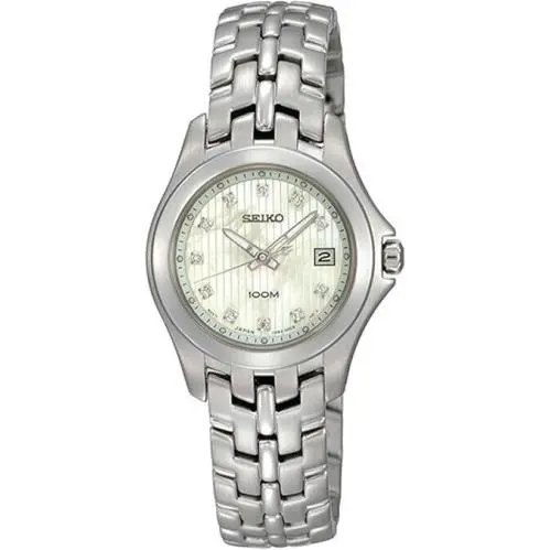 Seiko Diamonds Bracelet Mother-of-pearl Dial Women`s Watch SXDC11 - Dial: White, Band: Silver