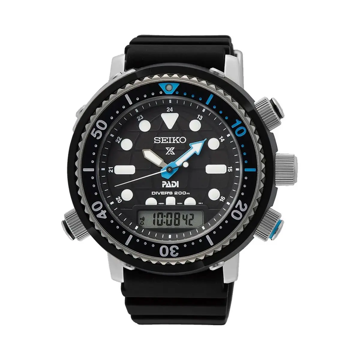 Seiko SNJ035P1 SNJ035 Men Solar Stainless Strap Rotating Digital Date 200m WR