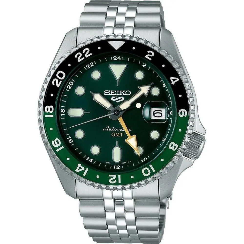 Men`s 5 Sports Skx Gmt Automatic Green Dial Watch - SSK035K1 by Seiko