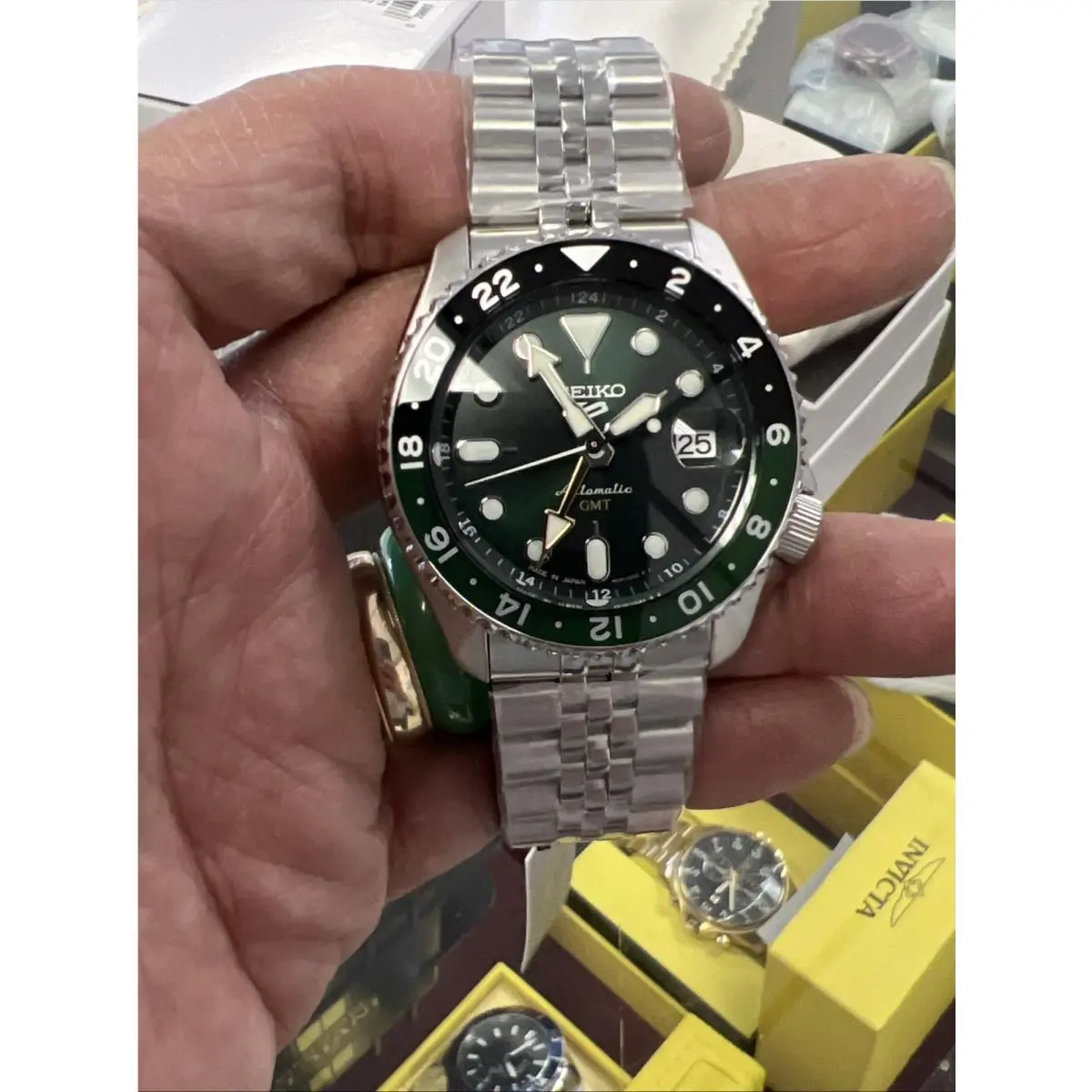 Seiko 5 Sports SSK035K1 Automatic Gmt Stainless Steel Green Dial