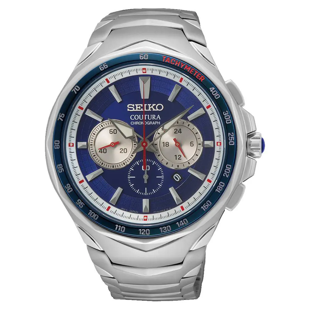 Seiko Coutura Men`s Blue Dial 45.6mm Sillver Stainless Steel Chronograph Watch