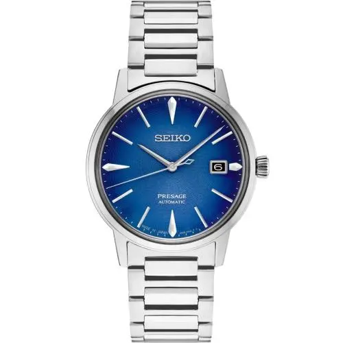 Presage Cocktail Time 39.5mm Blue Dial Stainless Steel Watch SRPJ13 by Seiko