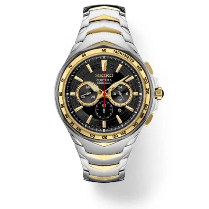 Coutura Black Dial 45.5 mm Stainless Steel Band Quartz Men`s Watch SRWZ26 by Seiko