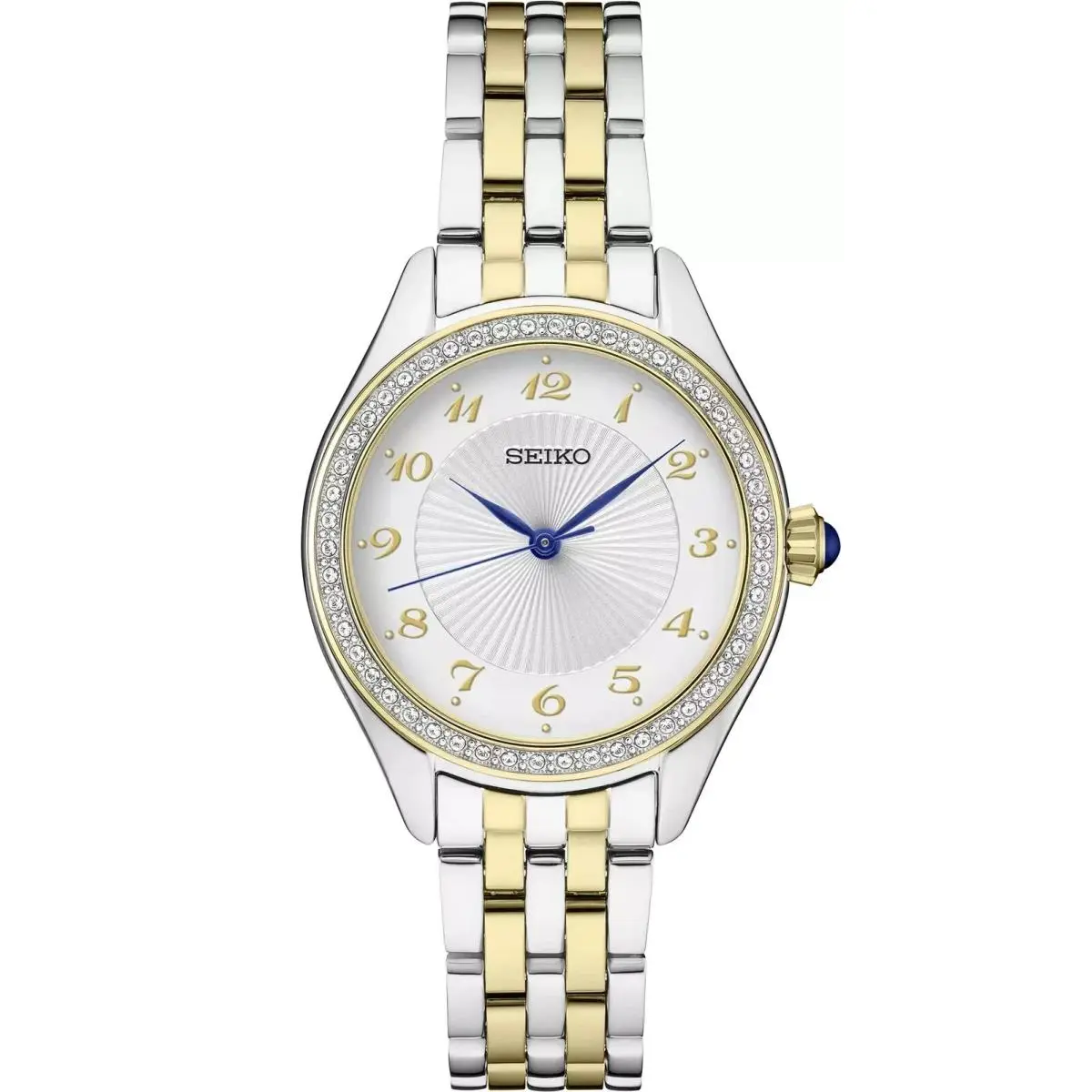 Seiko Essentials Womens Two Tone Crystals Watch SUR392